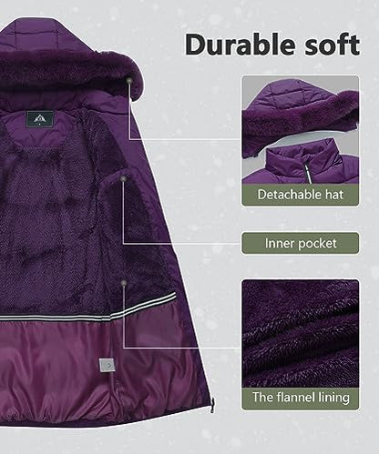 Women's Long Warm Winter Puffer Jacket Lightweight Fashions Down Coats - color: Purple, size: Small