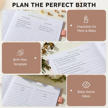 JUBTIC Pregnancy Journal, Baby Book Keepsake, Pink Linen Hardcover - color: Pink