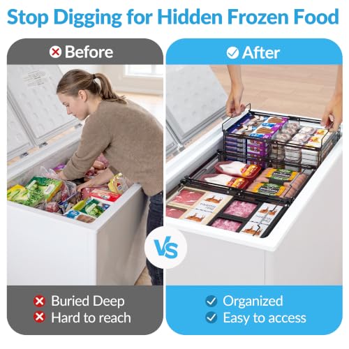 NADAMOO Expandable Chest Freezer Organizer, Stackable Wire Baskets - size: 3 Packs