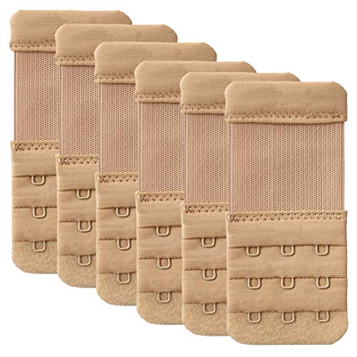 Women's Bra Extender 3 Hook / 2 Hook Bra Extension Strap Soft and Comfortable - color: 6 Pcs Nude, 3 Hook 1/2 Inch(1.3cm)