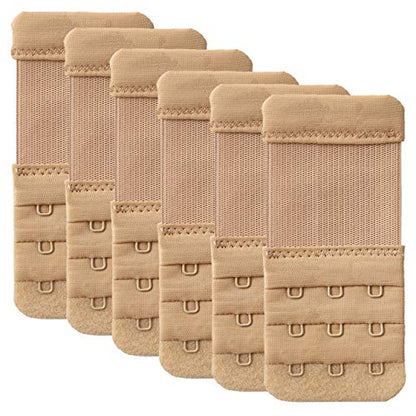 Women's Bra Extender 3 Hook / 2 Hook Bra Extension Strap Soft and Comfortable - color: 6 Pcs Nude, 3 Hook 1/2 Inch(1.3cm)
