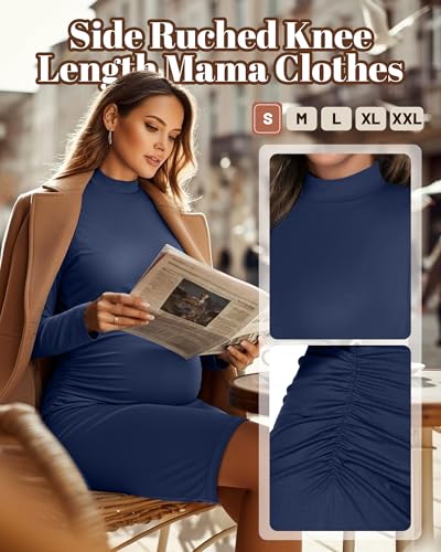 3 Pack Women's Maternity Dresses Long Sleeve Dresses - color: Black, Wine Red, Navy Blue, size: Medium