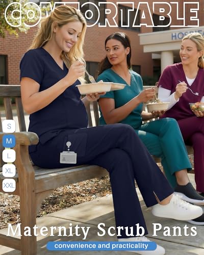 Women's Maternity Scrub Pants - color: Navy Blue, size: Large