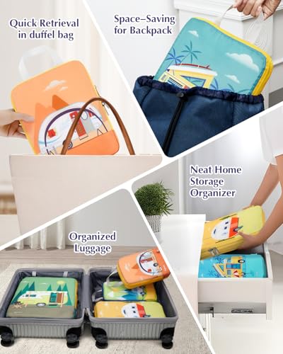 Gonex 6-Piece Compression Packing Cubes with Shoe & Laundry Bags - color: RV, size: 6 Set