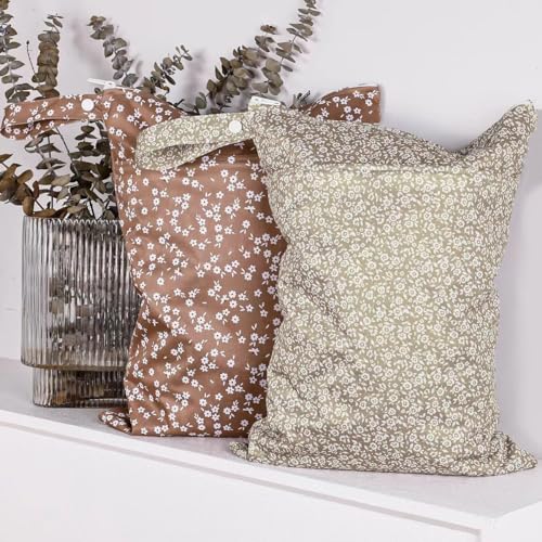 Waterproof Wet Dry Bags with Two Zippered Pockets and Handle - color: Floral