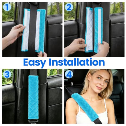 Amooca 2 Pack Seat Belt Covers Soft Shoulder Pad for Cars & Backpack - color: Blue