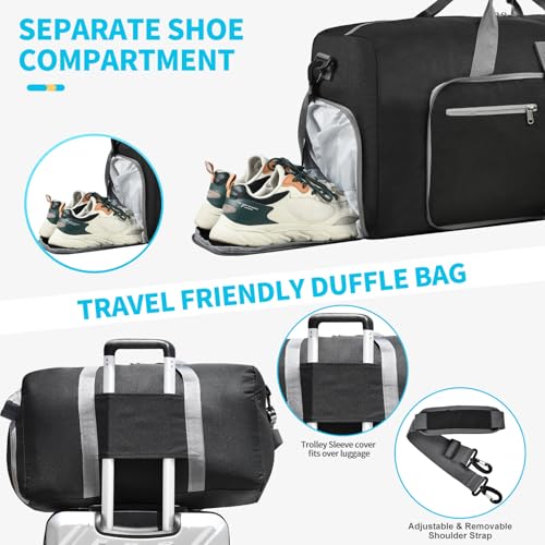 Felipe Varela Foldable Duffle Bag for Travel Weekend Overnight Gym Camping - color: A Black, size: 150L