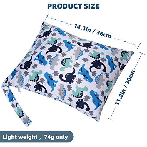 2pcs Waterproof Wet Dry Bags Wet Bags with Two Zippered Pockets - color: Dinosaur