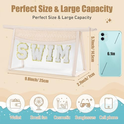 Etercycle Clear Makeup Bag SWIM Pouch, Small Boho Straw Travel Beach Bag - style: Swim