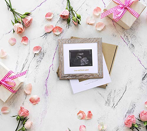 IHEIPYE Baby Sonogram Keepsake Frame Ultrasound Picture Frame Rustic White - color: Rustic White with Silver and Gold Text, size: Single Opening - 1 Pack