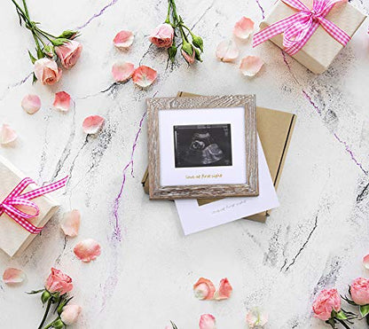 IHEIPYE Baby Sonogram Keepsake Frame Ultrasound Picture Frame Rustic White - color: Rustic White with Silver and Gold Text, size: Single Opening - 1 Pack