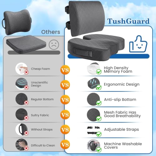 Back&Seat Cushion, Chair Cushions, Lumbar Back Support Pillow, Grey/X-Large - color: Grey, size: X-Large
