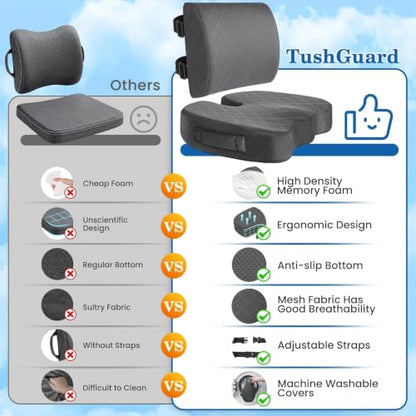 Back&Seat Cushion, Chair Cushions, Lumbar Back Support Pillow, Grey/X-Large - color: Grey, size: X-Large
