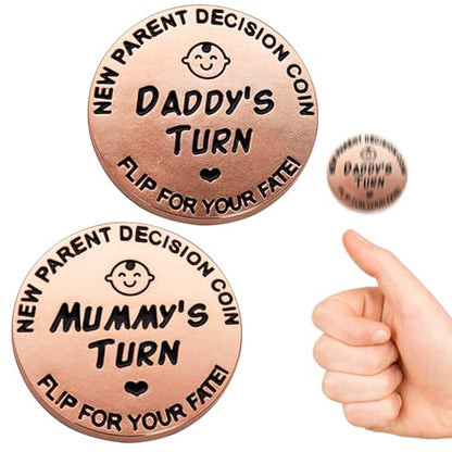 Funny Double Sided New Parents Decision Coin Pregnancy Gifts - color: Style A-rose Gold