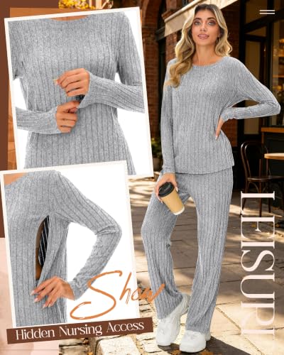 Huukeay 2 Piece Nursing Breastfeeding Set - color: Gray, size: Small