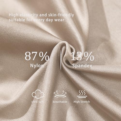 Women Shapewear Tummy Control Underwear High Waisted Girdle Body Shaper Postpartum Stretch Full Coverage - color: Nude Two-piece Set, size: Large