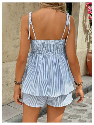 MakeMeChic Women's Maternity 2 Piece Summer Striped Sets - color: Blue, size: X-Small