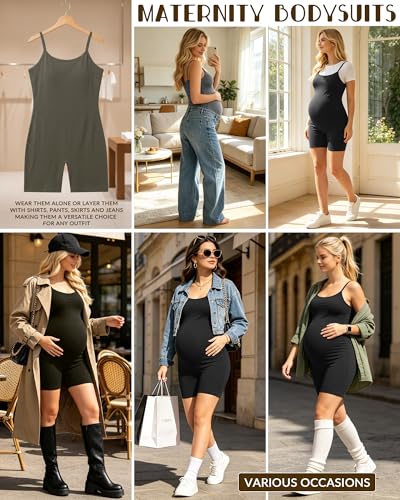 3 Pack Women's Maternity Bodysuits - color: Army Green, Black, Black, size: XX-Large