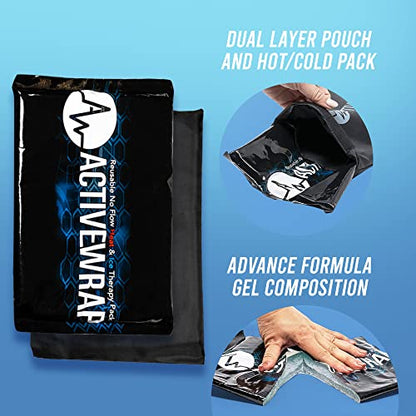 ActiveWrap Ultra Flex Ice & Heat Pack, X-Large (13" x 10") – Gel Ice Packs Reusable for Back & Hip, Hot & Cold Therapy, Flexible No-Flow Gel, Includes Nylon Protective Pouch (1 Count) - size: XL (13" x 10")