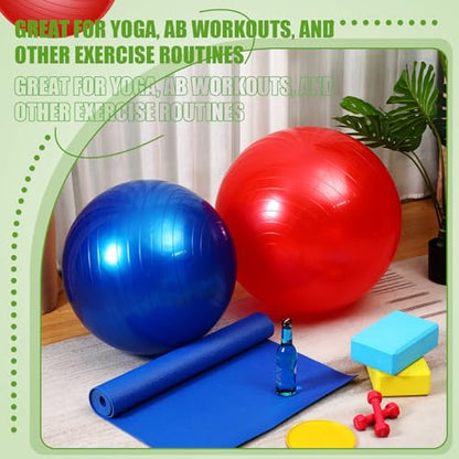 Leyndo 16 Pcs 26 Inch Yoga Exercise Ball Bulk with Pump - color: Multicolor