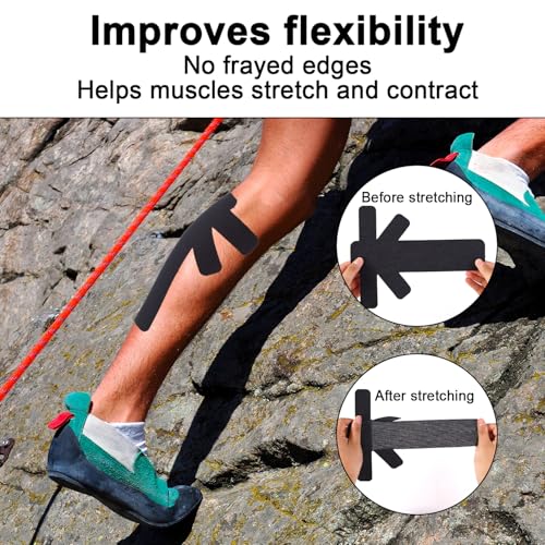 12pcs Precut Kinesiology Tapes for Calf Muscles - color: Black