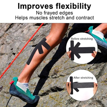 12pcs Precut Kinesiology Tapes for Calf Muscles - color: Black