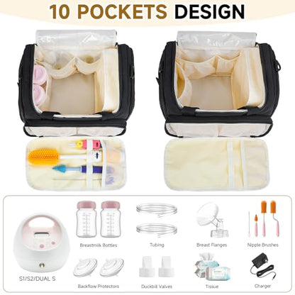 Quilted Breast Pump Bag Compatible with Spectra S1/S2/Dual S, Black - color: Black