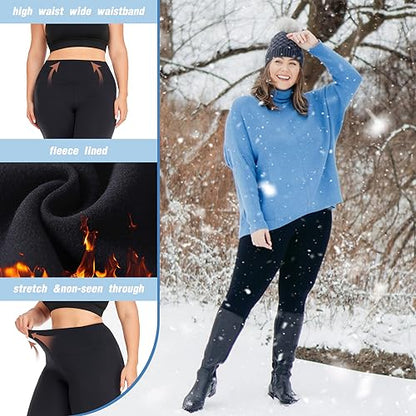 we fleece 3 Pack Plus Size Fleece Lined Leggings for Women - color: Black/Navy/Dark Pink, size: XX-Large