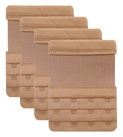 Tamlien 4 Hook Bra Extenders,Stretchy Soft Comfortable Bra Strap Extender - color: Skin Color