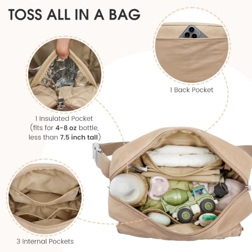 G4Free Small Diaper Bag, Mini Sling Diaper Bag with Portable Changing Pad - color: Khaki