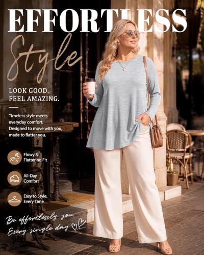 Evervibe 3 Pack Womens Plus Size Tunic Tops - color: Black, Army Green, Light Gray, size: 5X-Large