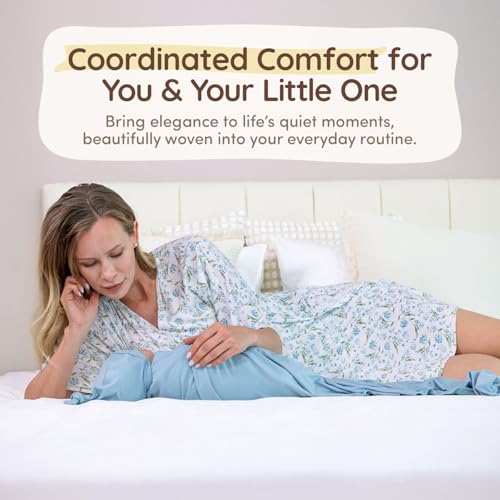 Maternity Robe - Botanical Collection - color: Blue Botanical, size: Medium