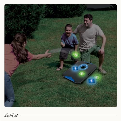 EastPoint Cornhole Set, 2 Targets, 8 Bean Bags, LED Lights, Outdoor Games - style: Light-Up Board - Black/Blue