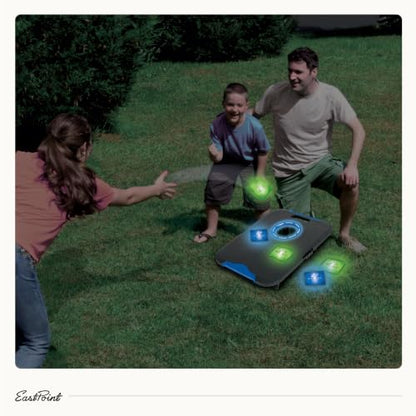 EastPoint Cornhole Set, 2 Targets, 8 Bean Bags, LED Lights, Outdoor Games - style: Light-Up Board - Black/Blue