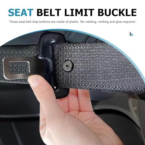 10 Sets Seat Belt Button Stop, Snap-On Seat Belt Clips, Universal Fit Plastic Seatbelt Stopper Kit, From Sliding Down, Car Accessories (Black)