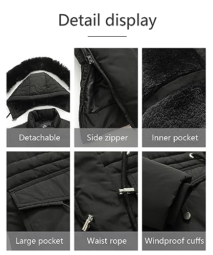 MOERDENG Women's Long Winter Puffer Coat Waterproof Warm Maxi Down Jacket - color: Black, size: XX-Large