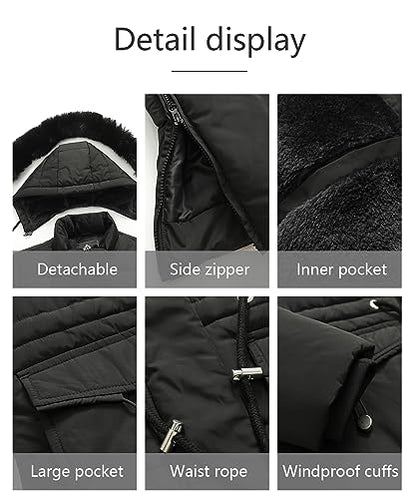 MOERDENG Women's Long Winter Puffer Coat Waterproof Warm Maxi Down Jacket - color: Black, size: Large