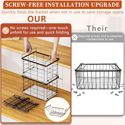 Freezer Organizer Bins for 3.5 Cu.Ft,Upgrade Quick Expand/Collapse,4PACK - color: Black 4 Pack