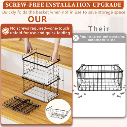 Freezer Organizer Bins for 3.5 Cu.Ft,Upgrade Quick Expand/Collapse,4PACK - color: Black 4 Pack