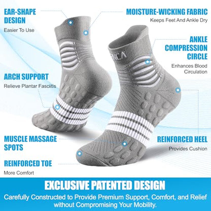 NEENCA Professional Compression Socks for Women Men Circulation, 20-30 mmHg - color: Gray White, size: Medium