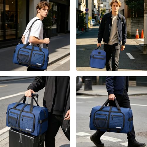 65L Foldable Duffle Bag for Travel, Large Durable Travel Duffel Bag - color: Blue