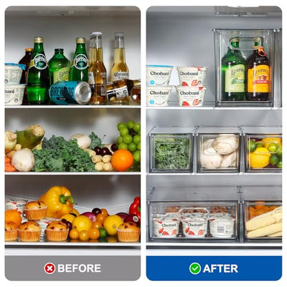 Fridge Organizers and Storage Pull Out Drawer, 2 Small + 1 Large - size: 2 Small + 1 Large
