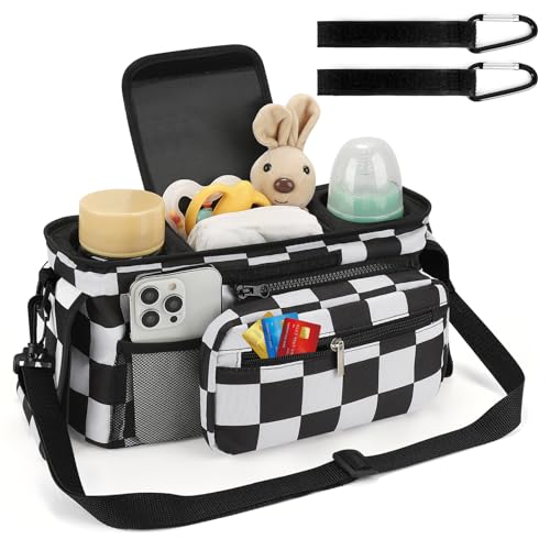 Accmor Universal Stroller Organizer with Insulated Cup Holder - color: Checkerboard
