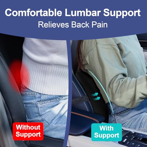BYMECOST Lumbar Support Pillow for Car, Memory Foam Car Back Cushion - color: Black Breathable 4d Mesh