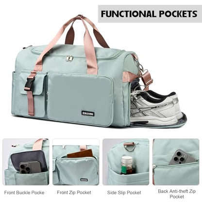 Eslcorri Gym & Travel Duffel Bag Backpack with Shoe & Wet Pocket, LightBlue - color: 42L-Light Blue