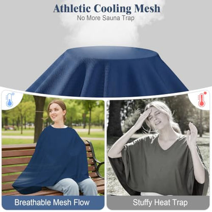 Basumee Nursing Cover for Breastfeeding Breathable Mesh 360 Full Privacy - color: Navy Blue, size: 1 Pack