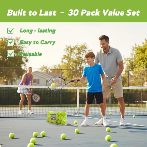 INSUM Bulk Tennis Balls, Extra Duty Practice Balls with Mesh Bag - color: Mixed, size: 30 Pack
