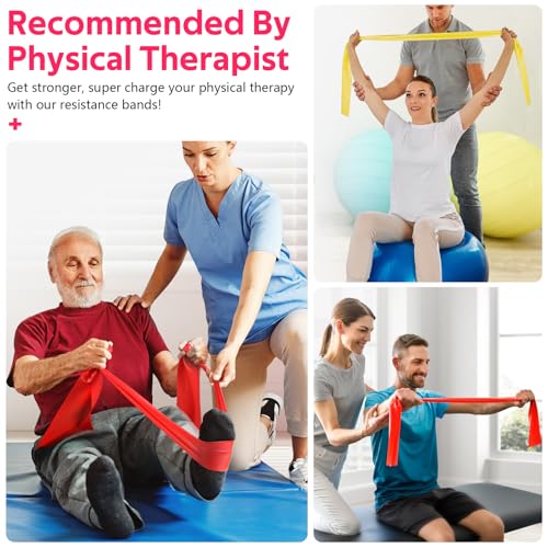 Resistance Bands Set, Exercise Bands for Physical Therapy, Pilates, Yoga - color: 1-Yellow,Red,Blue, size: 13FT