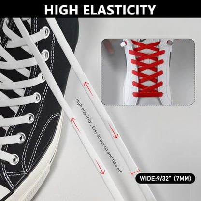 UamGlsob Elastic Flat No Tie Shoe Laces for Kids and Adults Sneakers - color: Red-1
