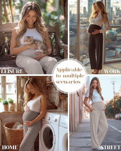 3 Pack Women's Maternity Lounge Pants with Pockets M 3Color